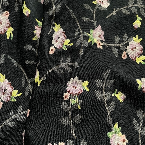 Vintage Black Floral Rayon Maxi Skirt 6 Witchy Whimsigoth Dark Romantic Fairy - Picture 3 of 7